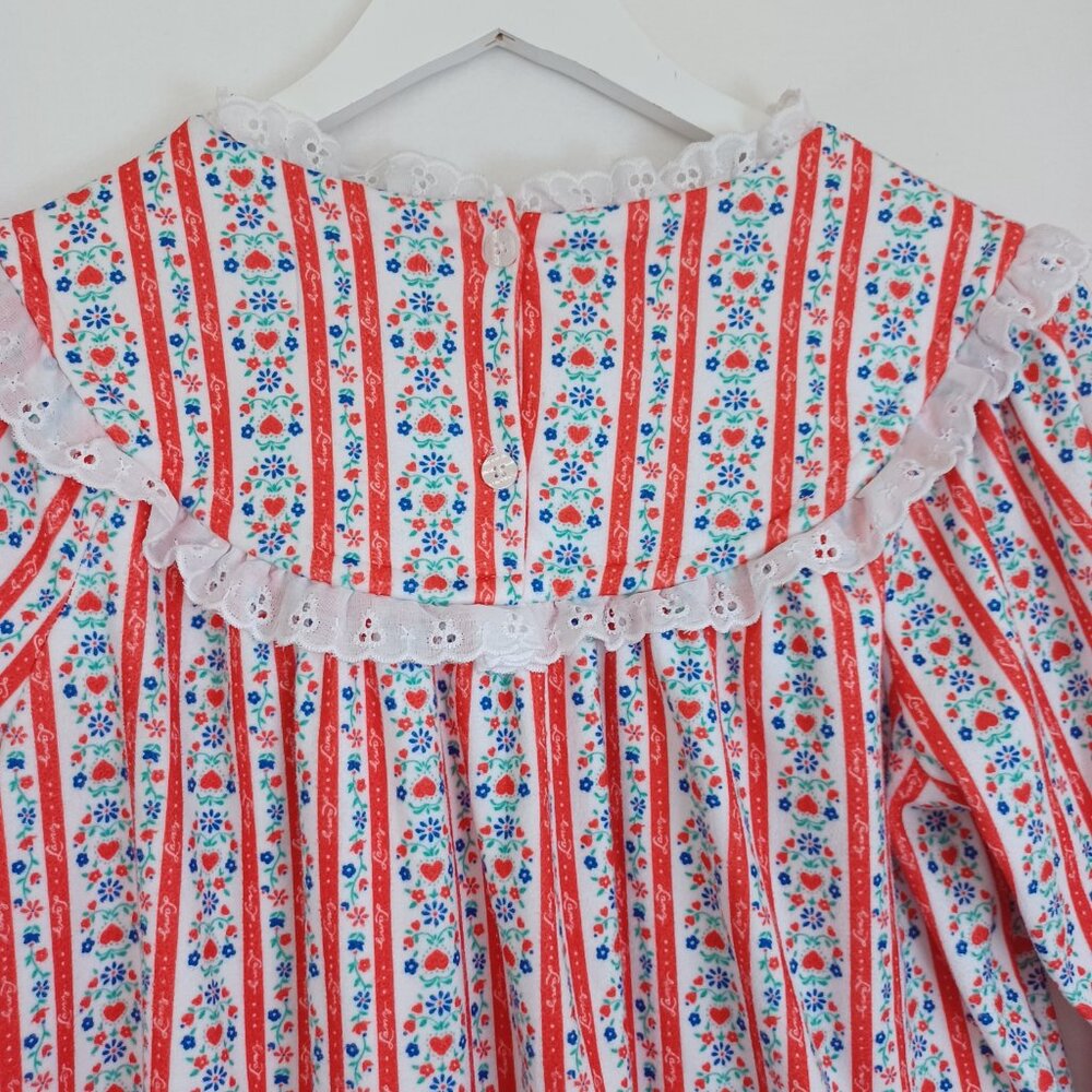 Lanz of Salzburg Girls Nightgown Tyrolean Red Heart Floral Size X Large 14/16 - Picture 5 of 11